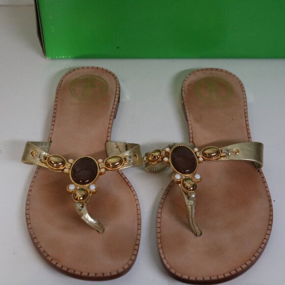 Lilly Pulitzer Via Palm Beach Jewel Thong Sandal Womens 7 Slip On Brown Beach - Picture 3 of 6